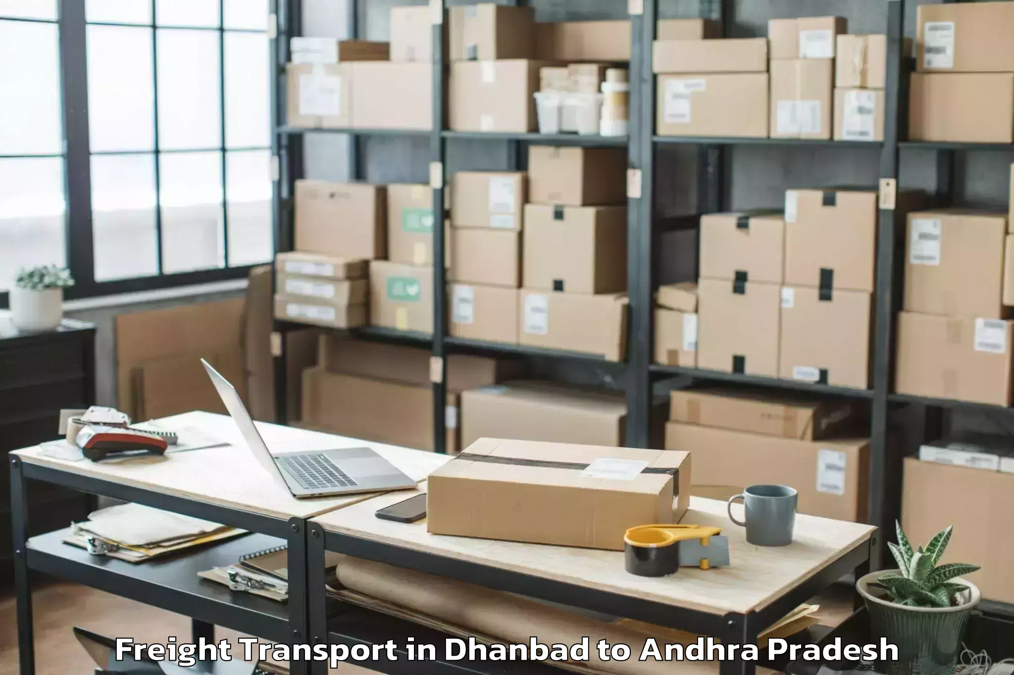 Easy Dhanbad to Vajrapukothuru Freight Transport Booking